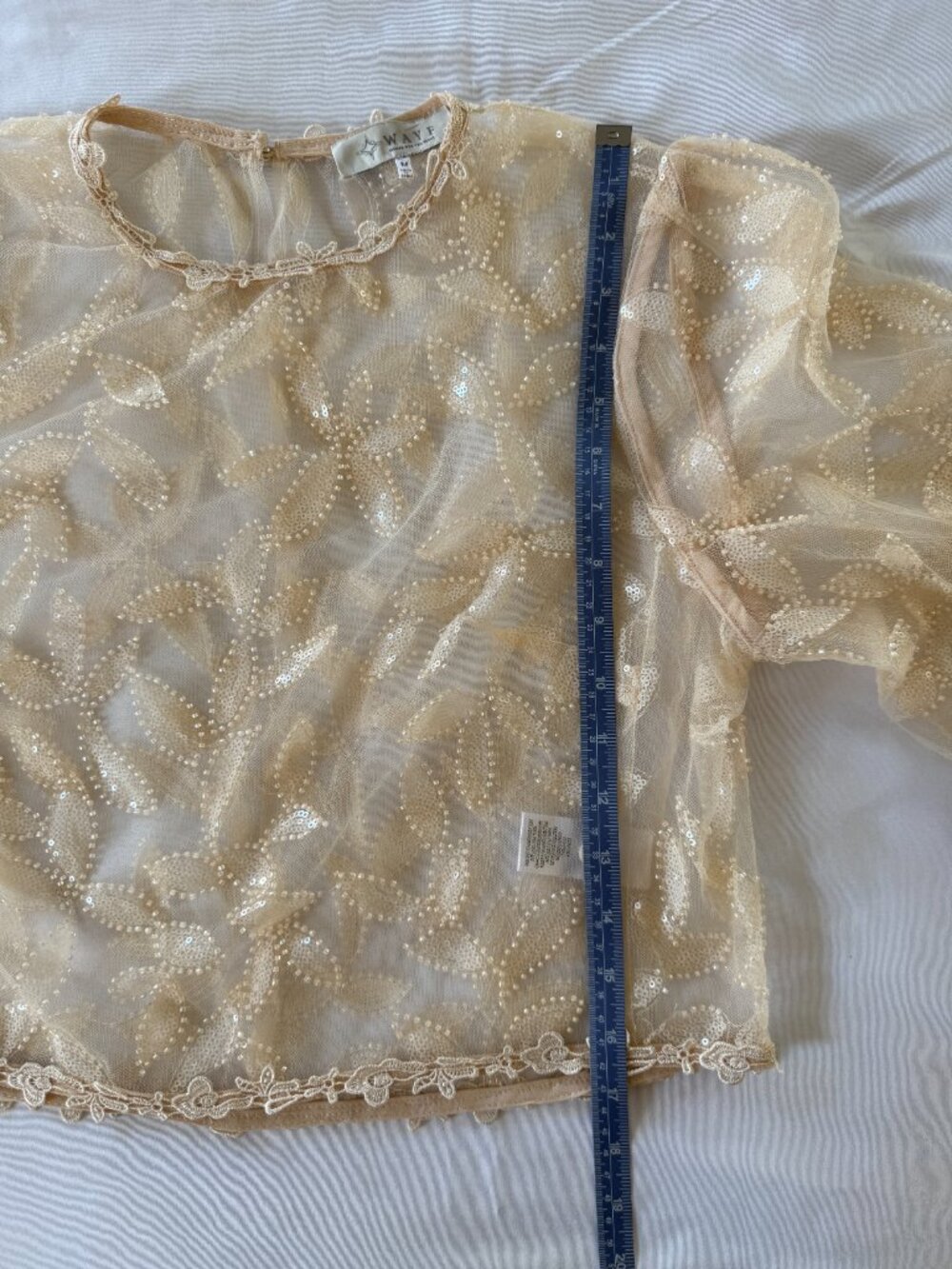 WAYF Sequin Beaded Long Sleeve Crop Top - Picture 4 of 7